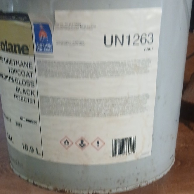 5-gallon pail of Sherwin-Williams Polane S Urethane Topcoat in Black