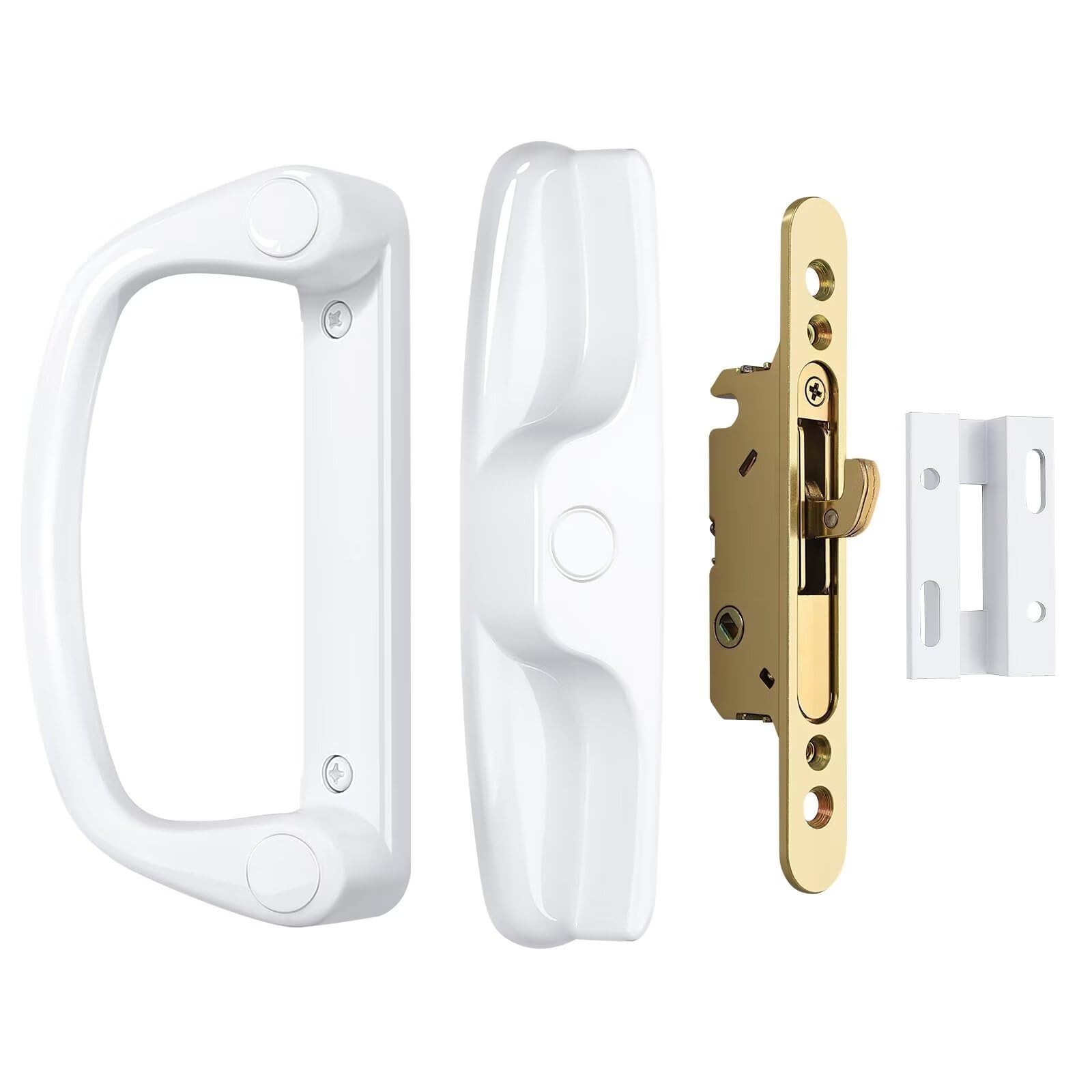 Knobonly Keyless Patio Sliding Door Handle Set White, Replacement Slider Hand…