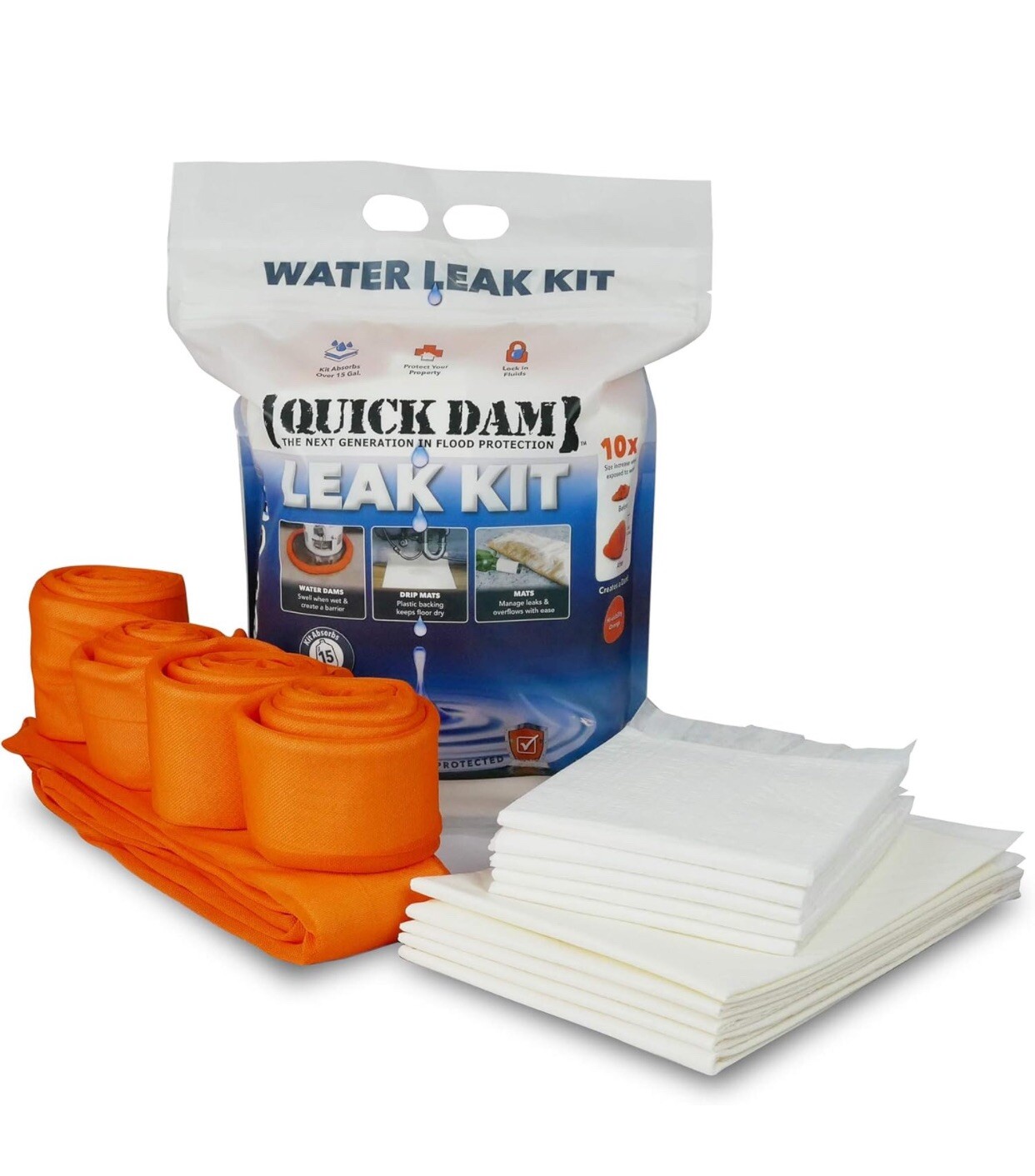 🌊🔚 QUICK DAM Flood KIT Include (5) Mats (5) Drip Mats (4) 4ft Dam (1) 10ft Dam