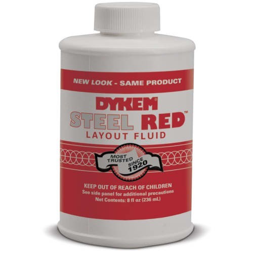 1PC Dykem 80496 Layout Fluid Red Bottle Brush In-Cap 8 oz. Steel Red Serie