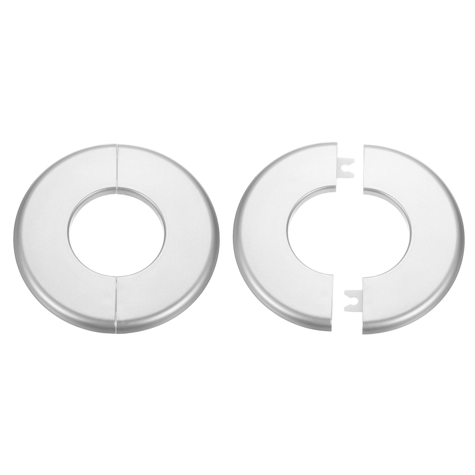 2pcs Wall Split Flange 51mm/2″ Self-Adhesive Plumbing Cover Plates Silver]