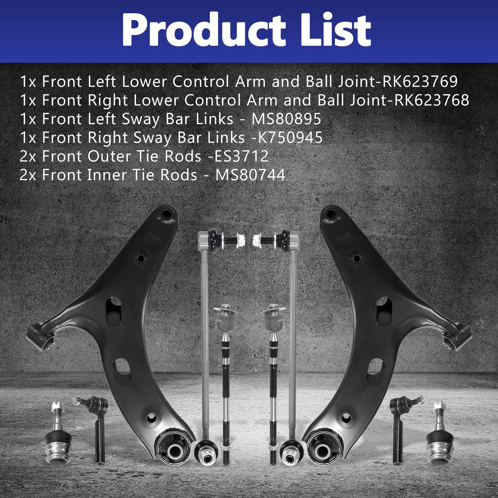 Lower Control Arm Sway Bar Tie Rod 10Pcs Subaru Forester 19-22 Crosstrek 18-22