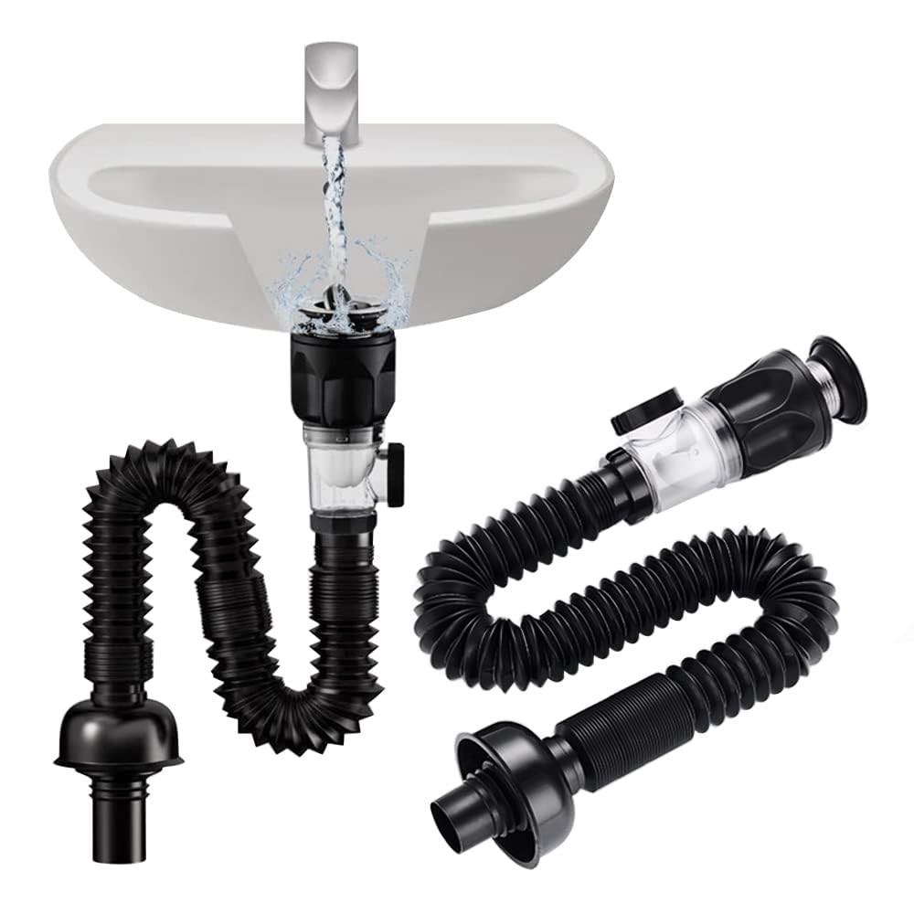 Bathroom Sink Drain Kit 2 inches (inner) x 1.25 (outer), cool black