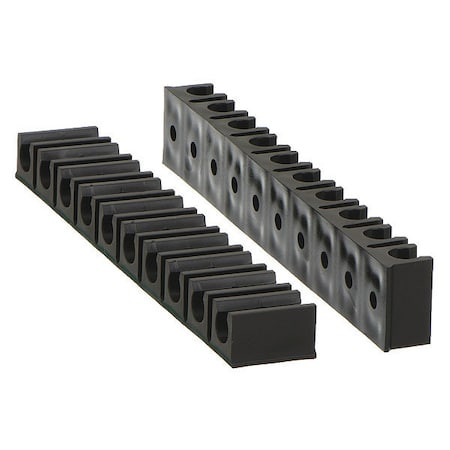 Zoro Select Mtr-500-102-Hd Tube Rack,10 Channels,1/2 In,Black,Pk2