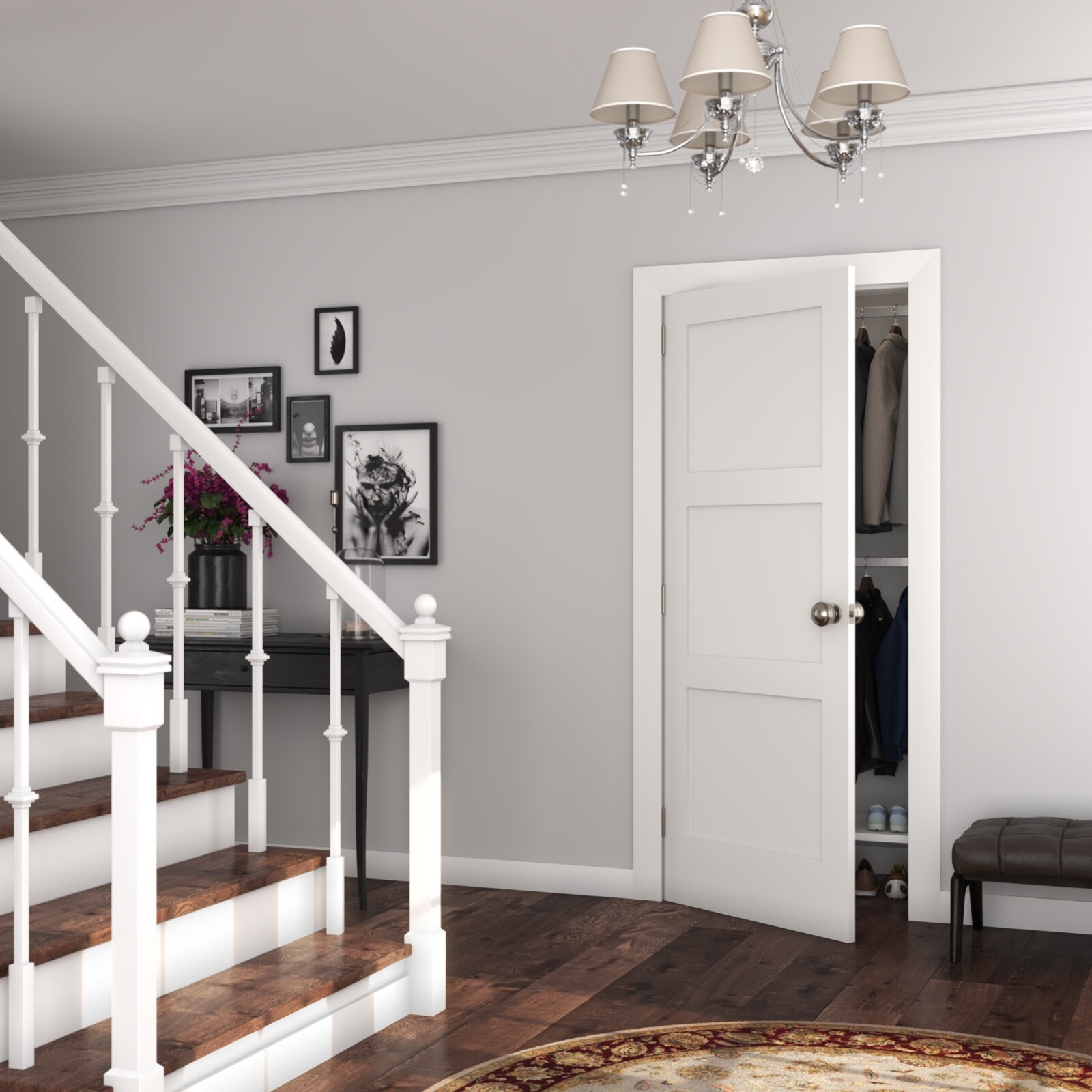 3 Flat Panel Equal Primed Mission Shaker Stile & Rail Solid Core Door Slabs 8ft