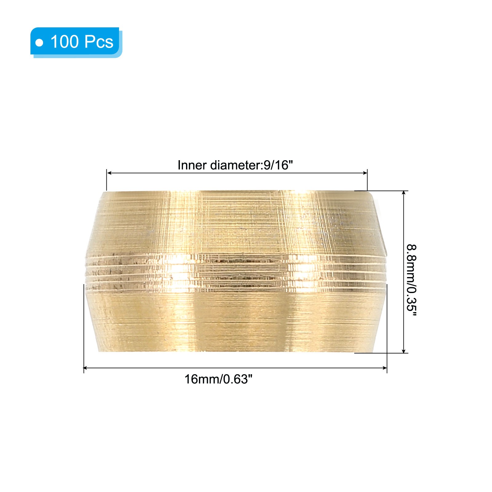 100Pcs Tube OD 9/16″ Brass Compression Sleeves Ferrules