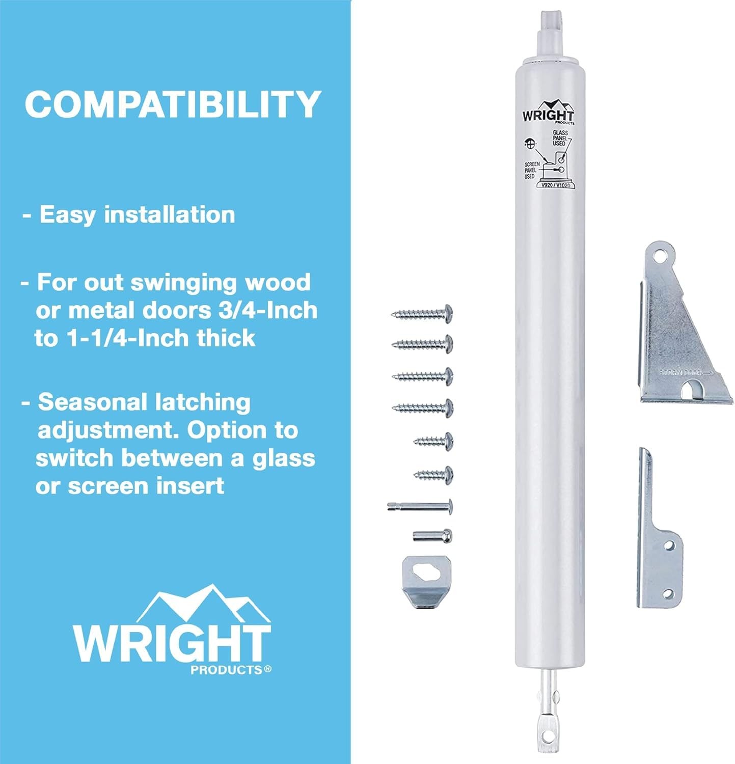 Wright Products V1020BL Pneumatic Screen & Storm Door Closer, Black