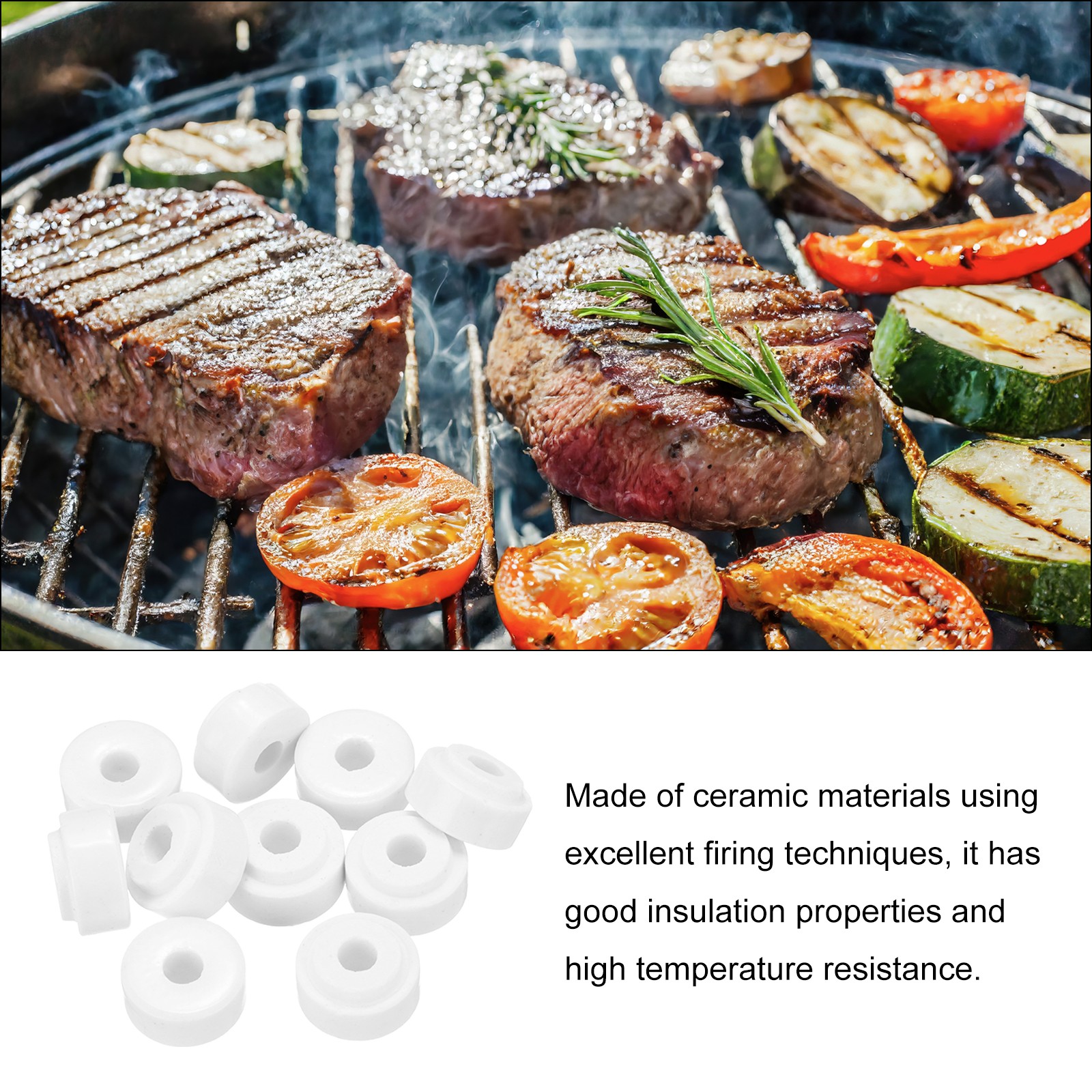10 Pcs Ceramic Insulator Bead, 6.2mm x 20mm x 11mm Ceramic Tube