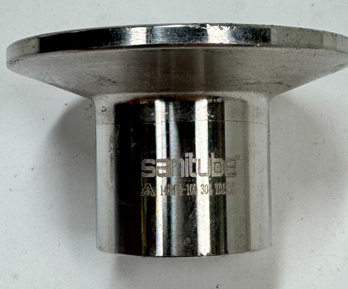SANITUBE 14AM74-100 Polished Long Weld Clamp Ferrule 304 Stainless Fitting 14AM7