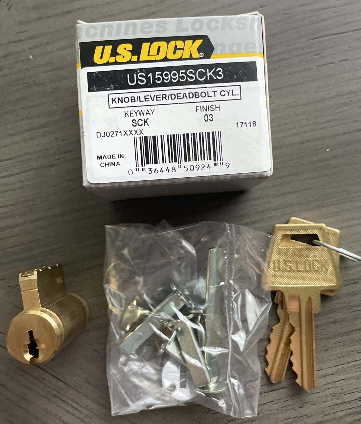 U.S. Lock US15995SCK3 Knob / Lever / Deadbolt Cylinder SCK Keyway – Brass Finish