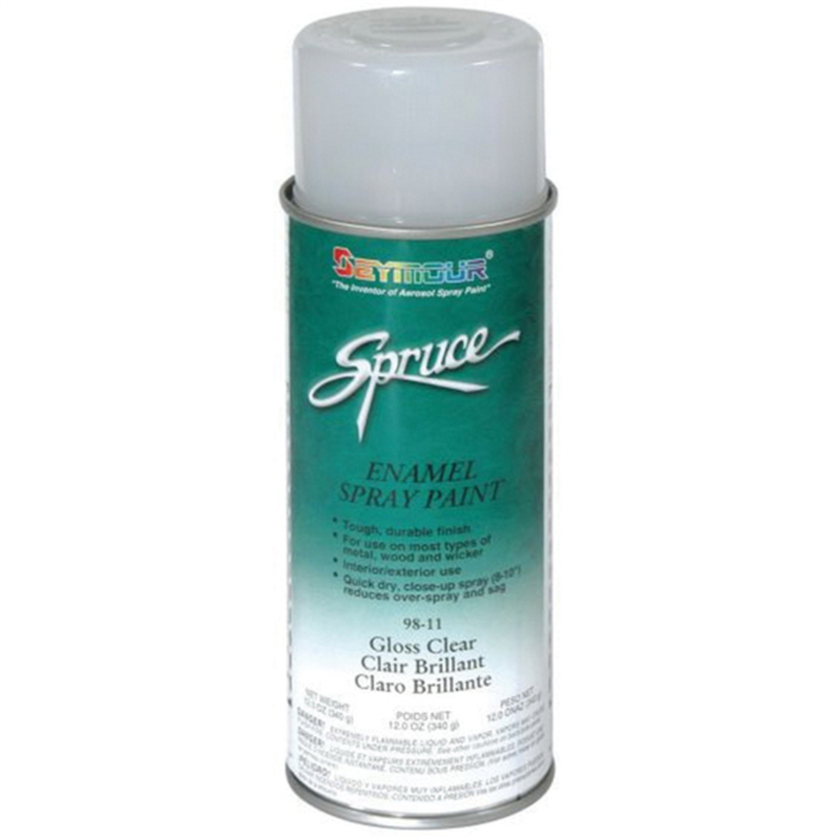 Seymour Spruce 98-11 Enamel Spray Paint, 16 fl-oz Aerosol Can, Clear, 15 sq-ft