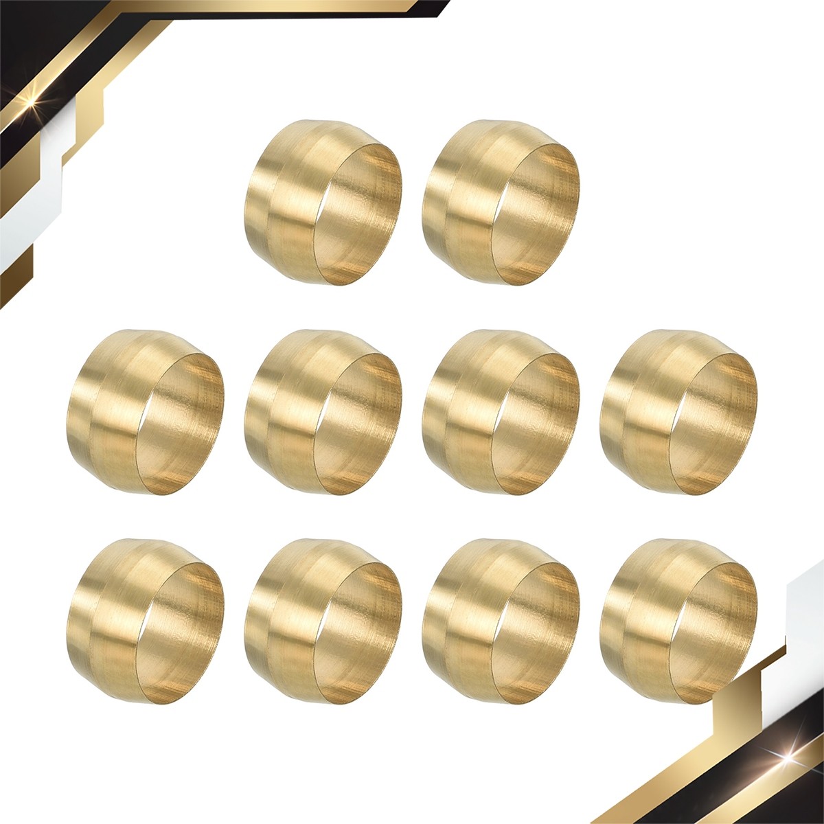 10Pack 1/2″ ID Brass Sleeve Ferrules Compression Fitting Assortment Kits