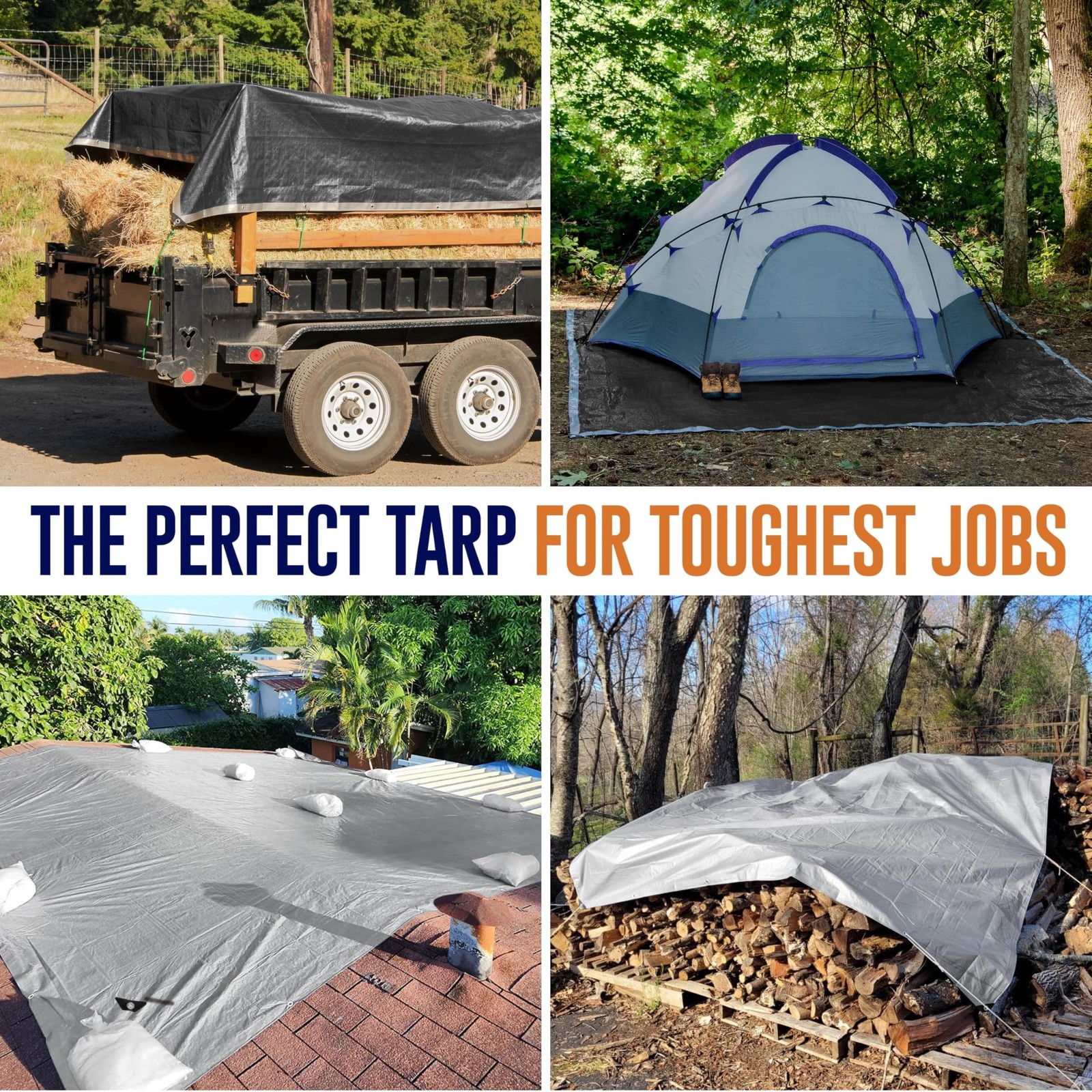 12×12 Ultra Heavy Duty Tarp, Extra Thick 16 Mil, UV Resistant, Grommets Every…