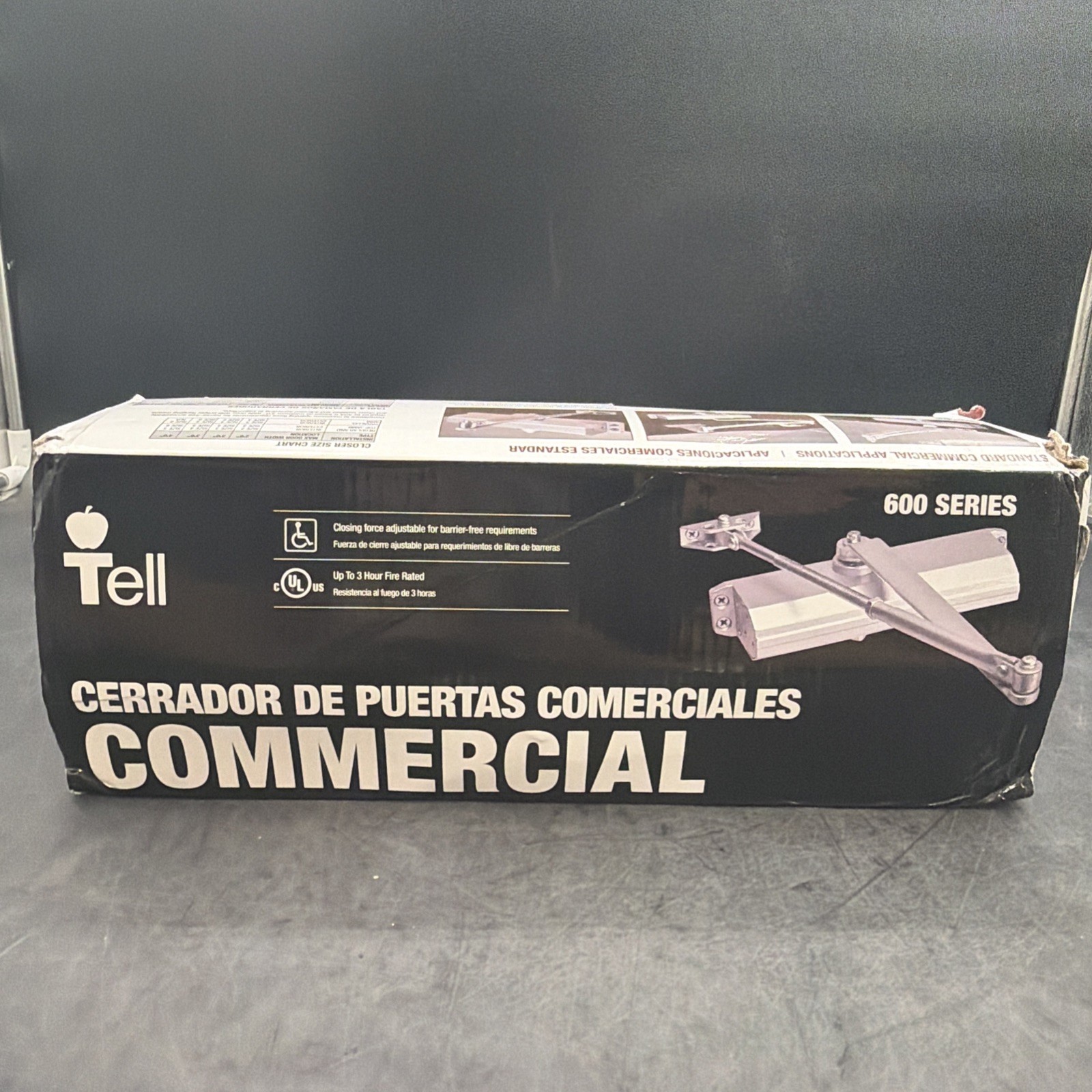 TELL DC100018 Commercial Door Closer 1-4 Adj Spring Int/Ext Aluminum 600 Series