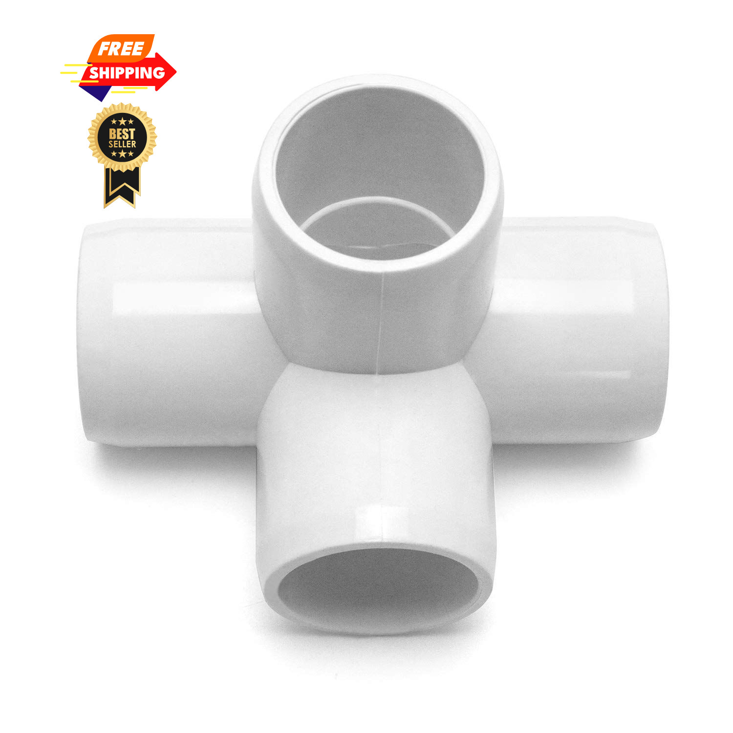 QWORK PVC Pipe Fitting, 4 Way 3/4″ Tee Elbow, 20 Pack 20 Pack, White