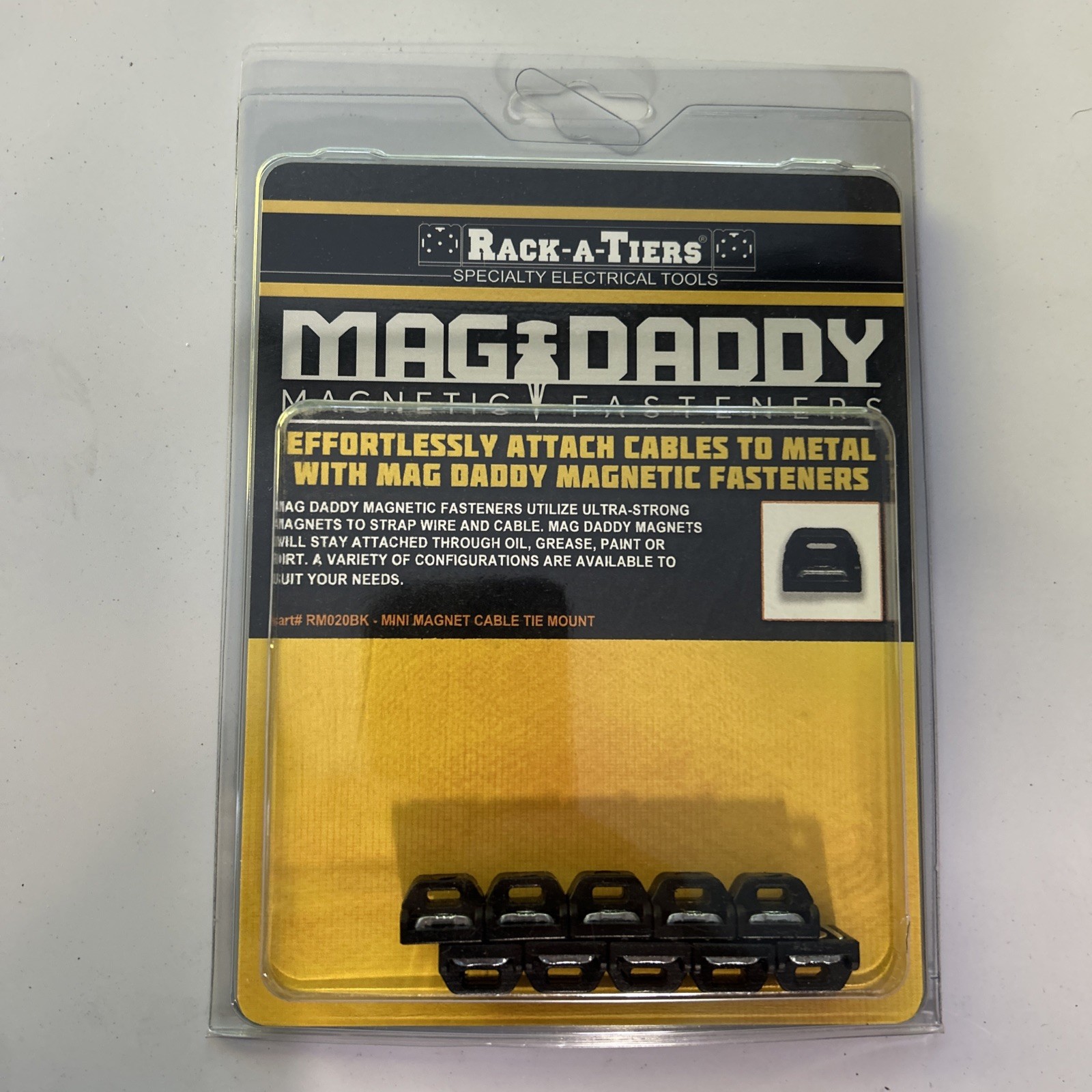 Rack-A-Tiers RM020BK Mag Daddy Magnetic Hook and Loop Holder, Pack of 10