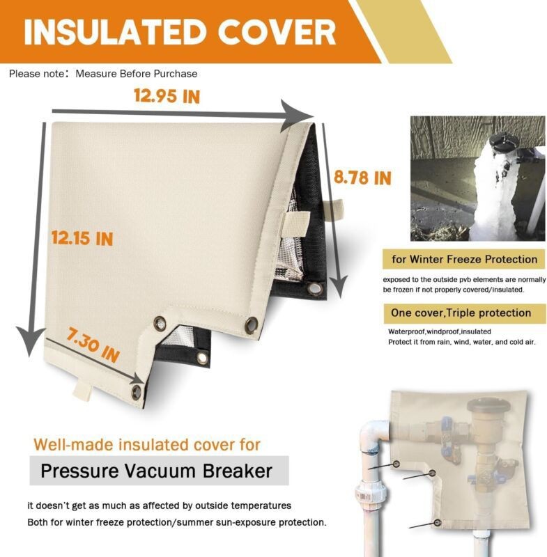 Backflow Preventer Pipe Insulated Cover for Outdoor Winter Freeze Protection