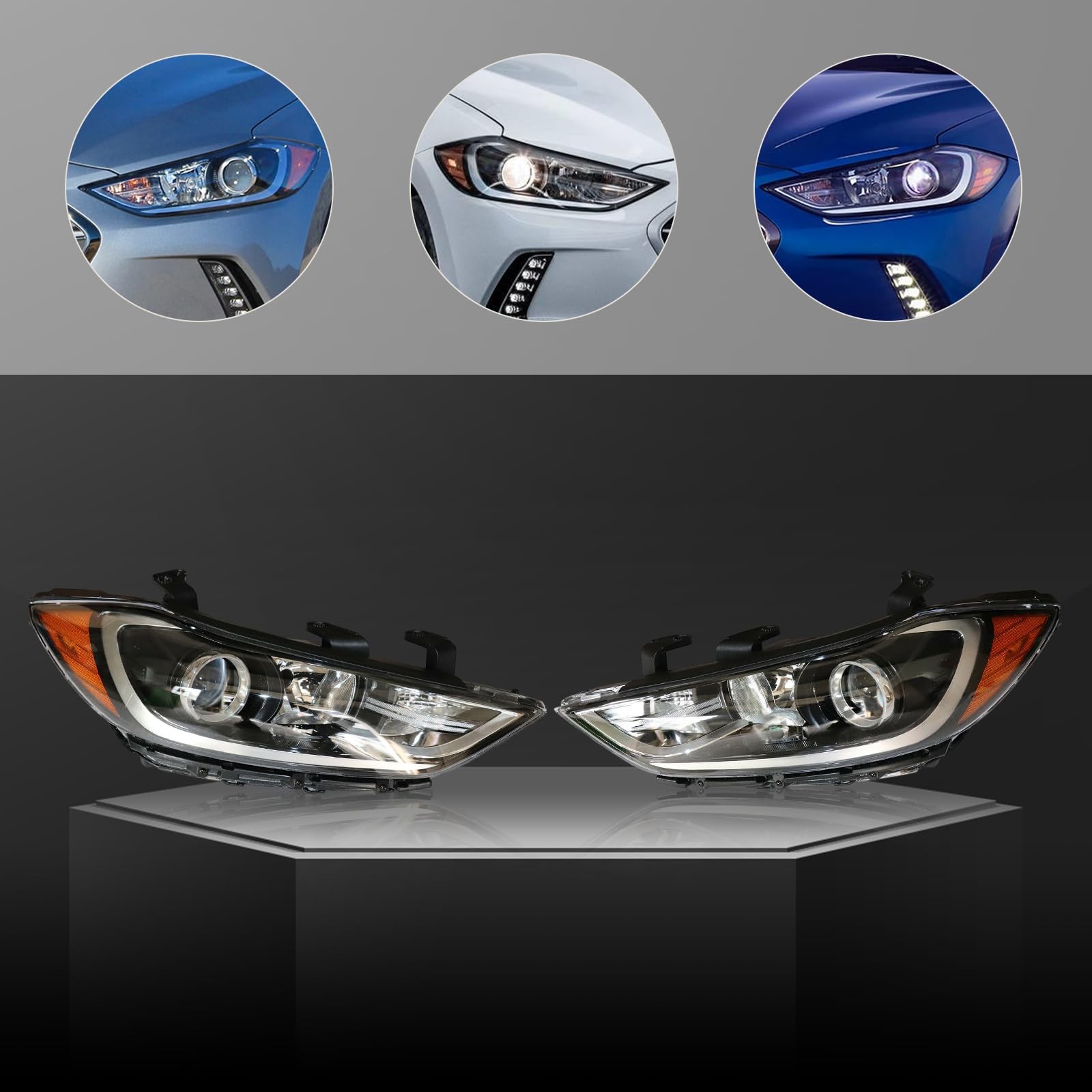 2017-2018 Elantra Sedan Right Halogen Headlight Direct Replacement Excl GT Sport