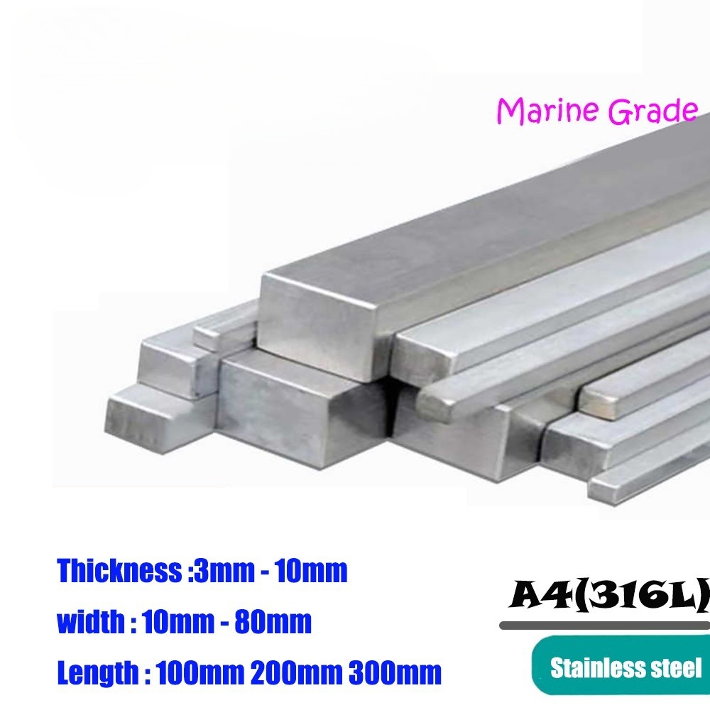A4 STAINLESS STEEL FLAT BAR STRIP 100 200 300MM LONG 316 BOAT MARINE BOAT GRADE
