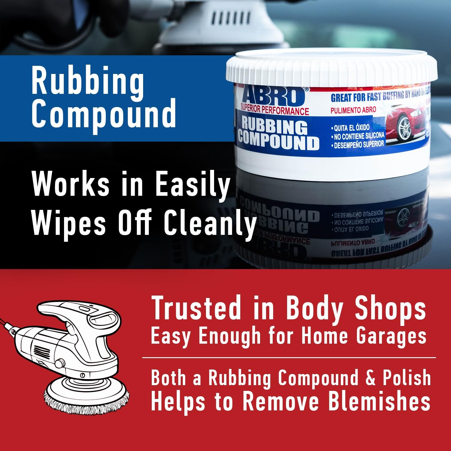 ABRO Superior Performance Automotive Rubbing Compound 10 Oz,