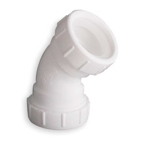 1-1/2″ Or 1-1/4 Dia, Polypropylene, White/Plastic, 45 Degree, Lavatory/Kitchen,