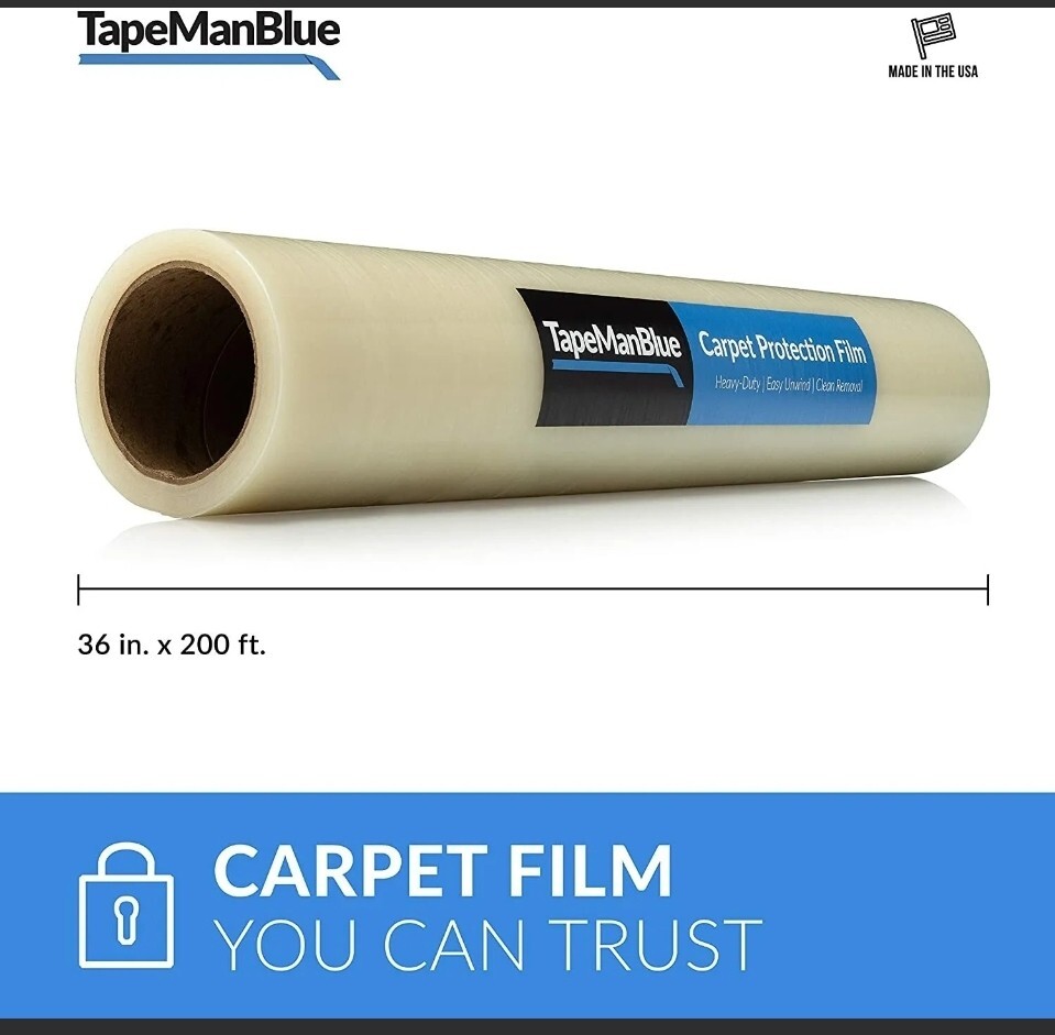 Carpet Protection Film 36″ x 200′ roll. Made in The USA! Easy Unwind, Clean. 2