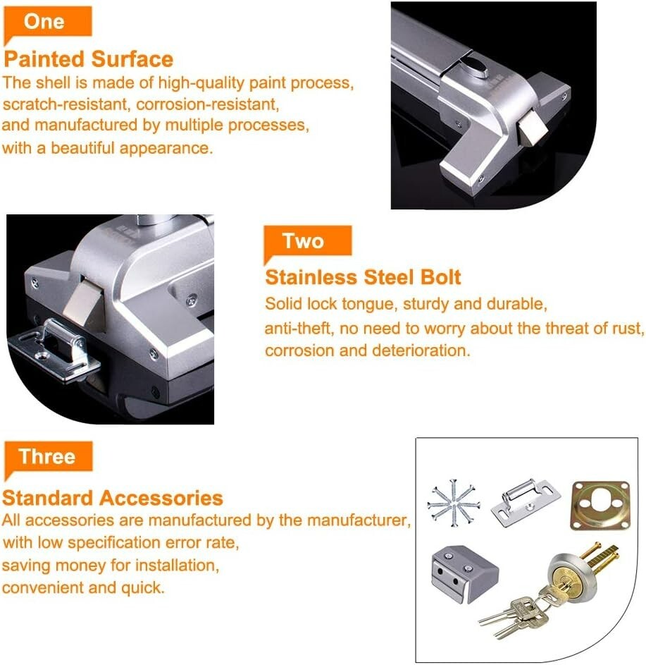 Commercial Door Push Bar with Key Lock – Emergency Safety Device, Easy Install