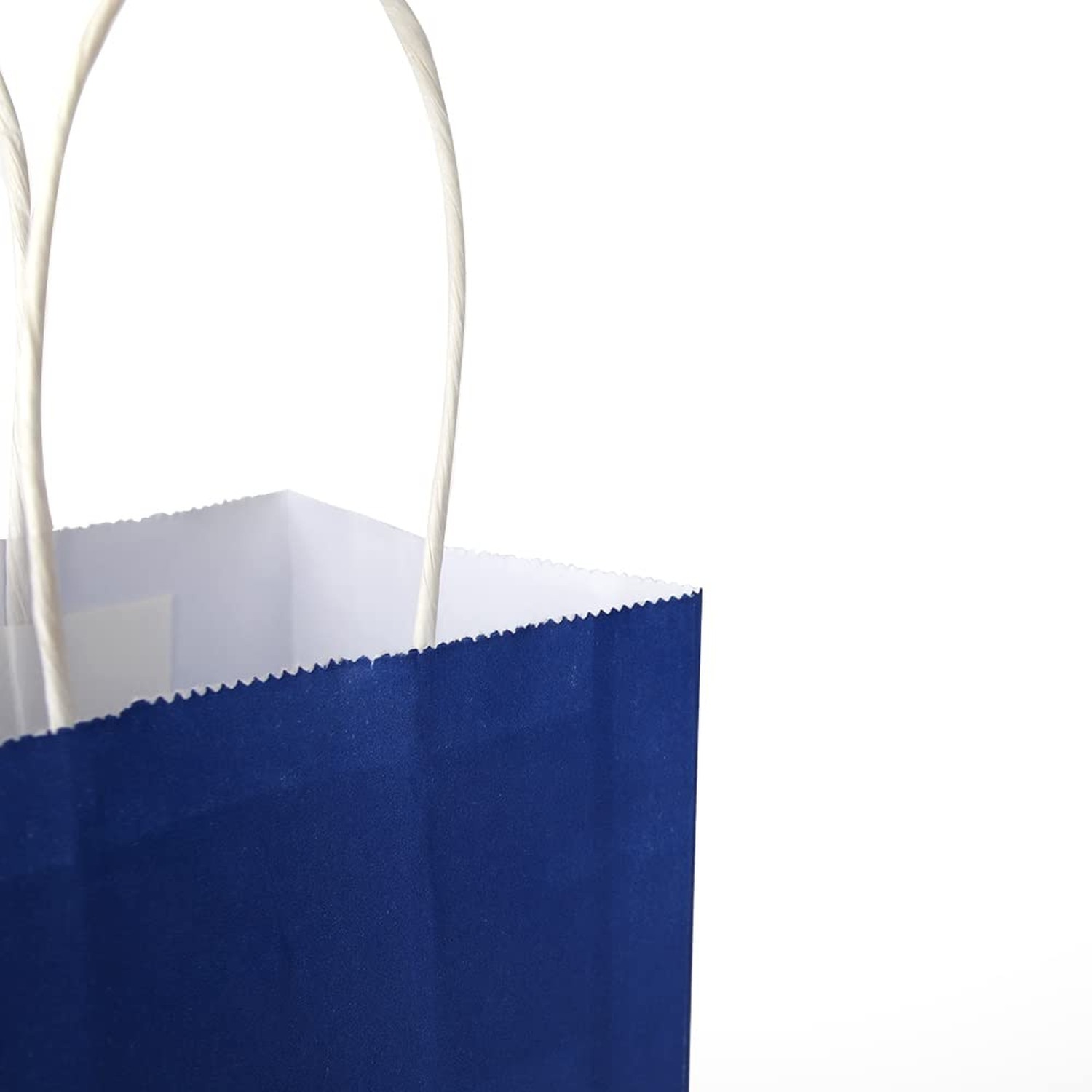 Oikss 50 Pack 5.25×3.25×8.25 Inch Small Royal Blue Kraft Paper Bags with Hand…