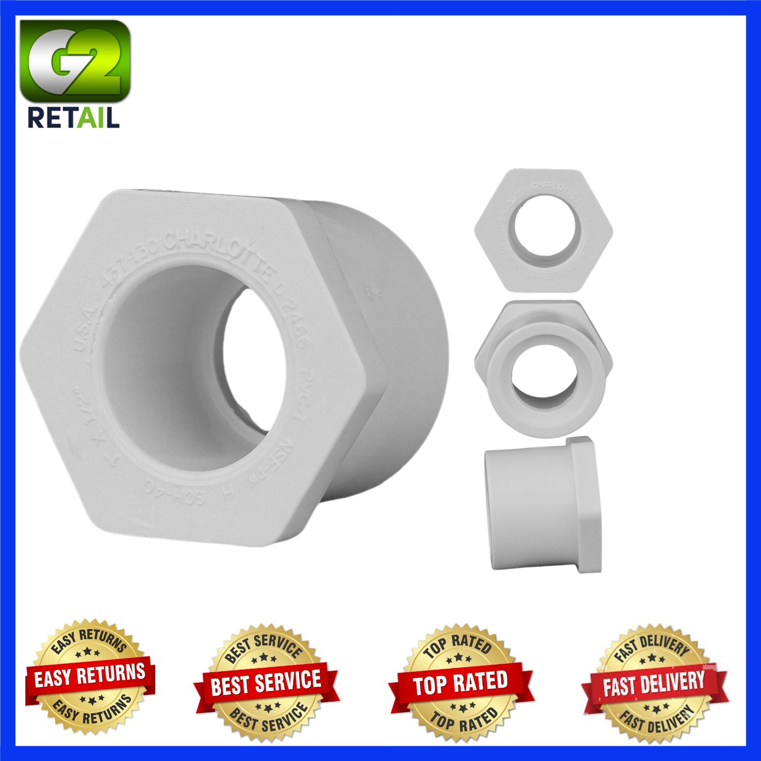 High-Quality 1 x 1/2 Inch PVC Bushing for Secure Potable Water Connection