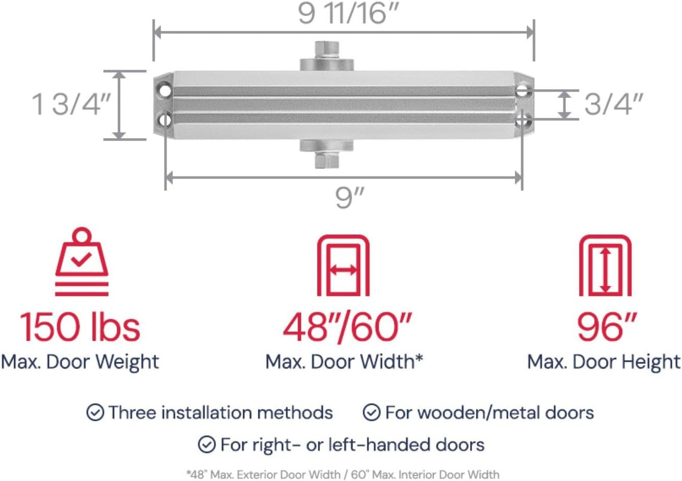 Medium/Heavy Duty Door Closer Commercial Grade 1 – Surface-Mounted Commercial Au
