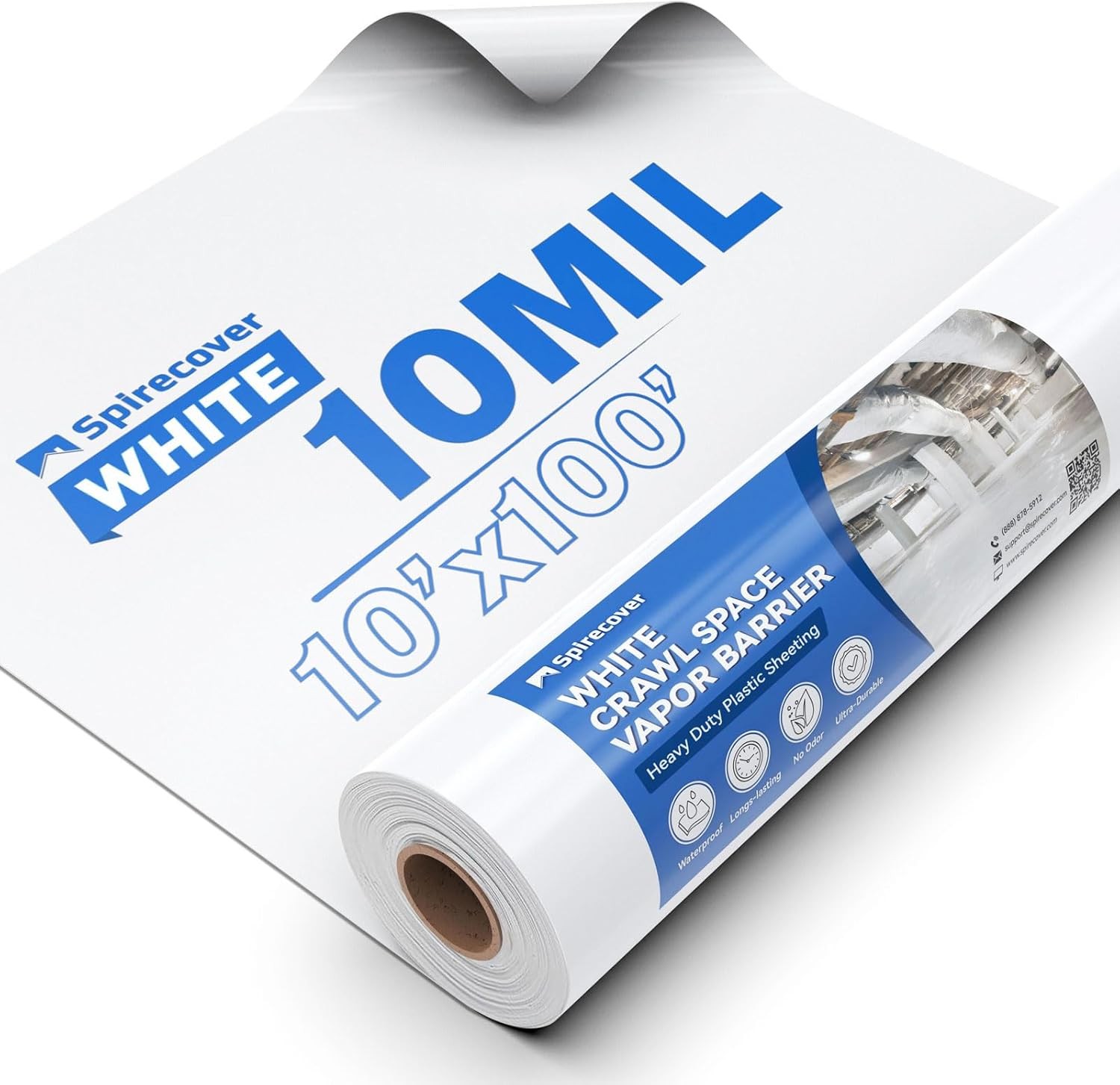 10x100ft White Vapor Barrier 10 Mil Crawl Space