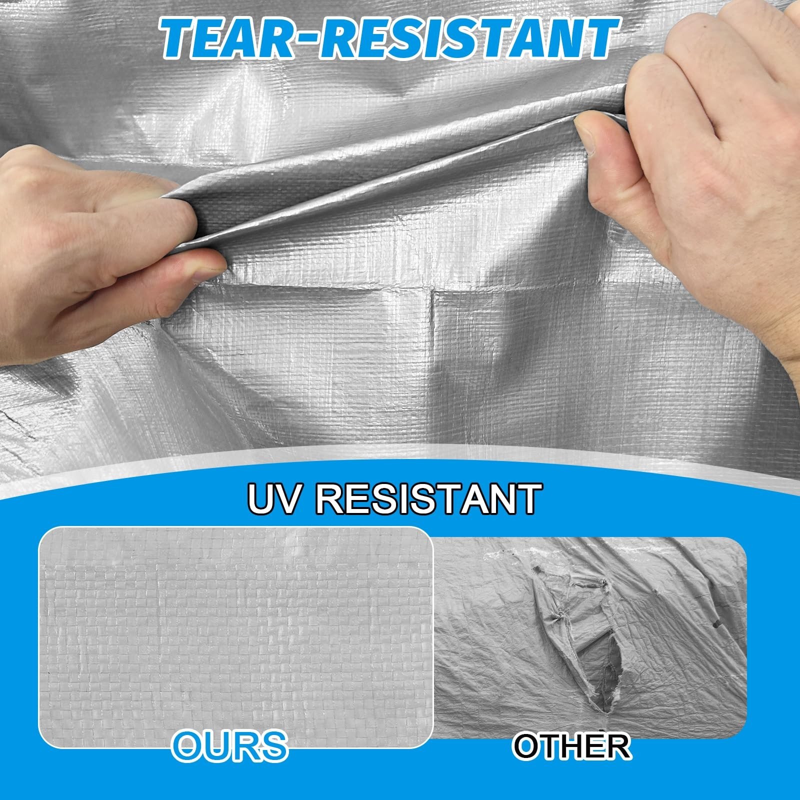 16Mil Finished Size 10×10 Tarp Heavy Duty Waterproof, Large Outdoor Multipurp…