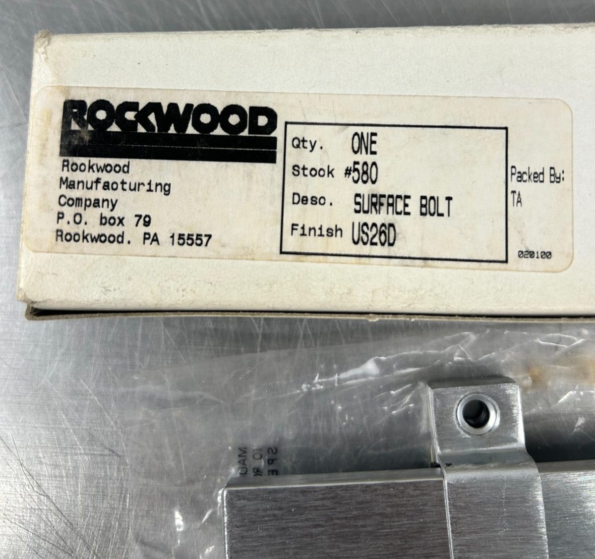 Rockwood 580-8 – 8″ Surface Bolt US26D Satin Chrome New