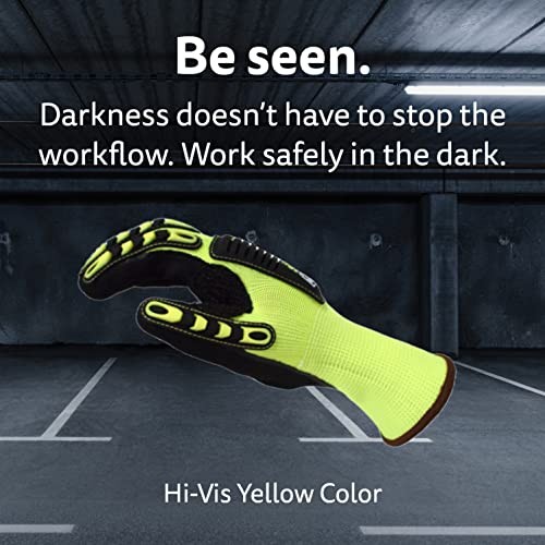Cordova 7735 OGRE Impact High-Visibility Work Gloves, Padded Nitrile Coating, Re