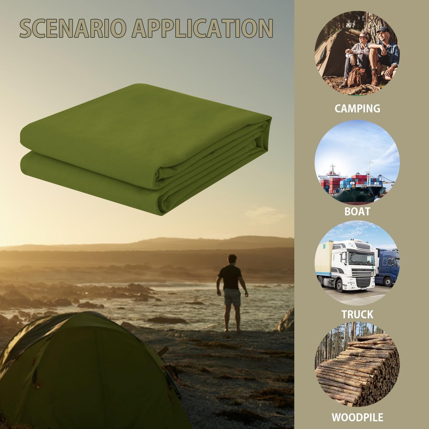 FoundGo 10x16ft Canvas Tarp 22 Mil Tarps 14 oz Canvas Tarpaulin Heavy Duty Cl…