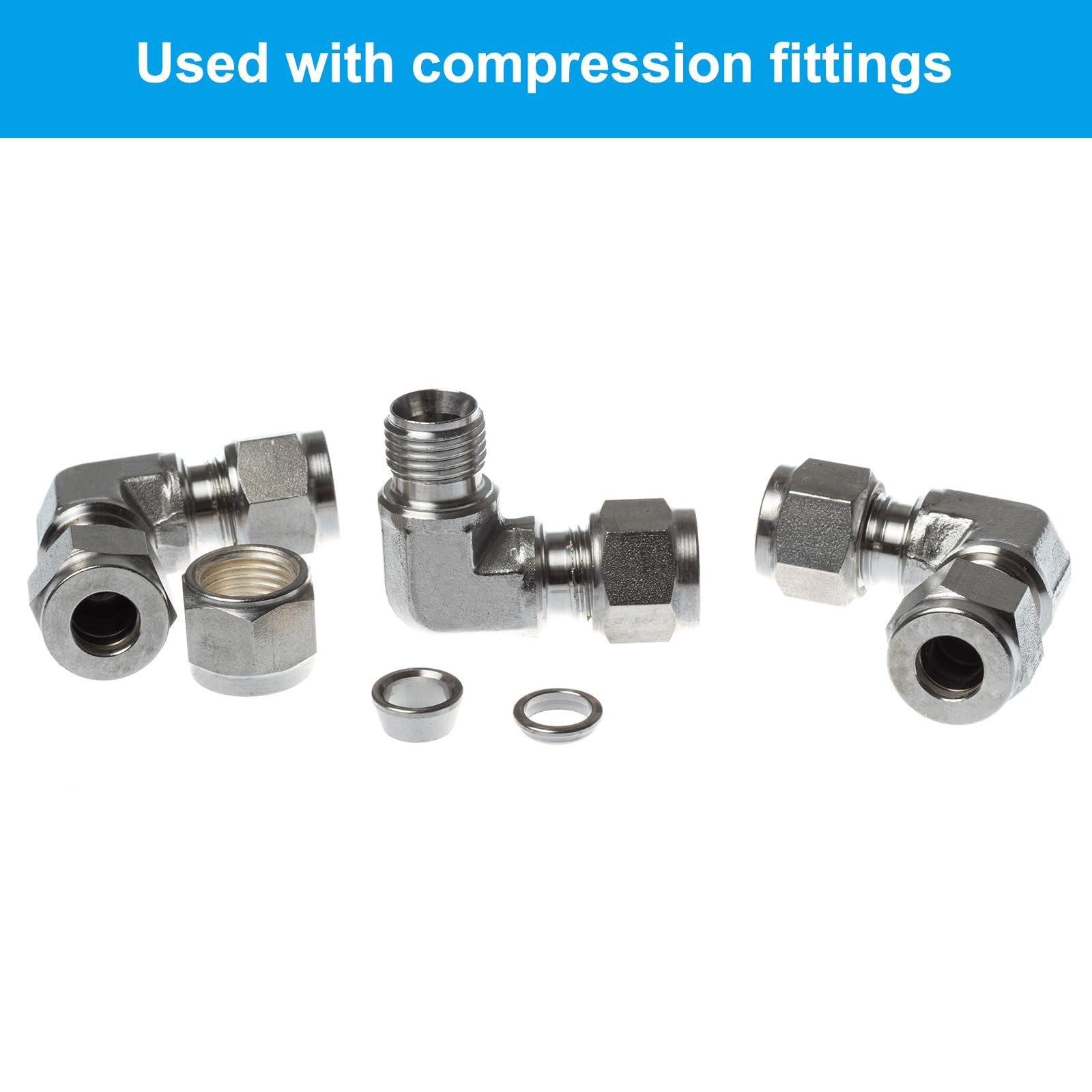 PATIKIL 1/2″ Tube OD 304 Stainless Steel Compression 0.5 Inch, Silver
