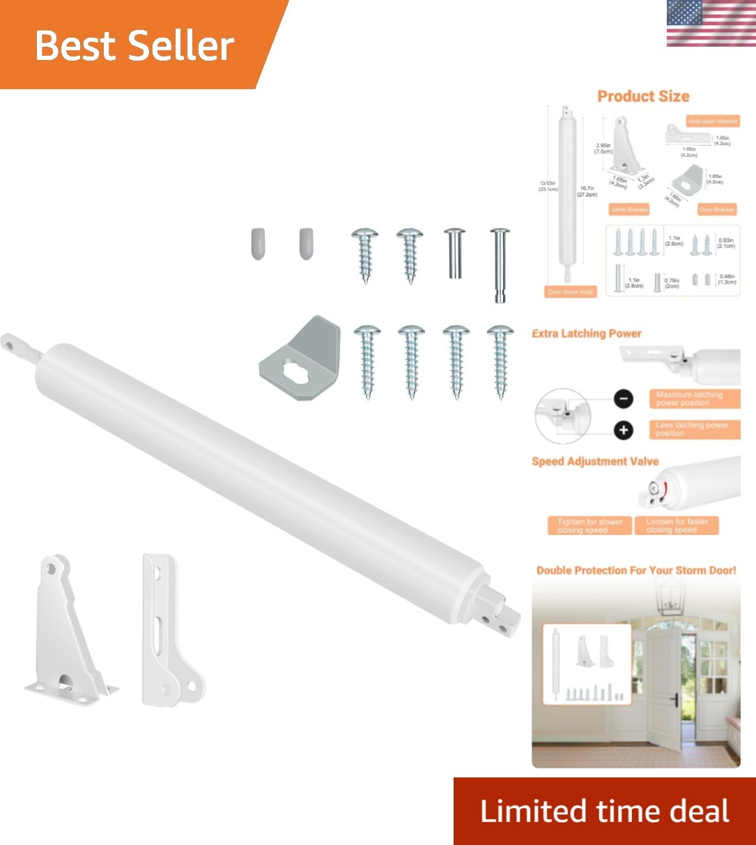 Heavy-Duty Storm Door Closer for Andersen/Emco/Larson – Easy Installation