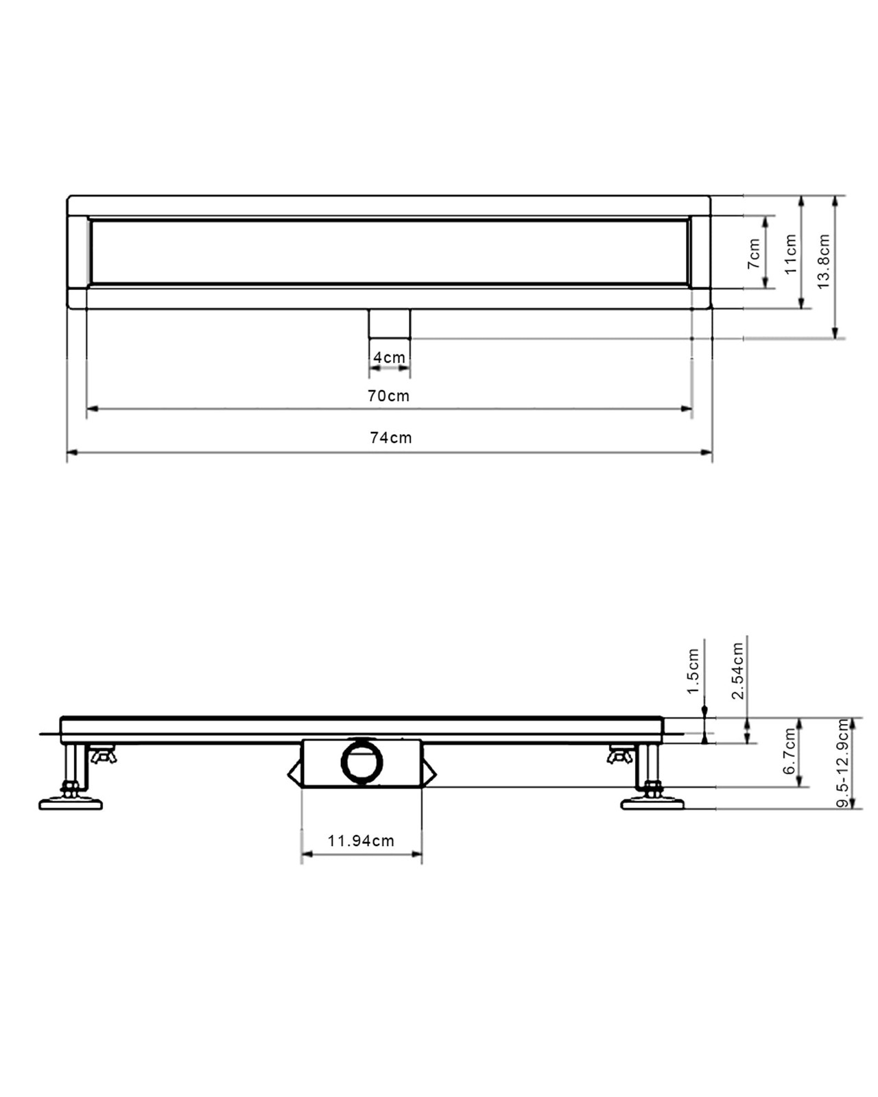 Shower Channel 70cm Stainless Steel Floor Drain 2in1 Double Sided, Tile Insert Drain…