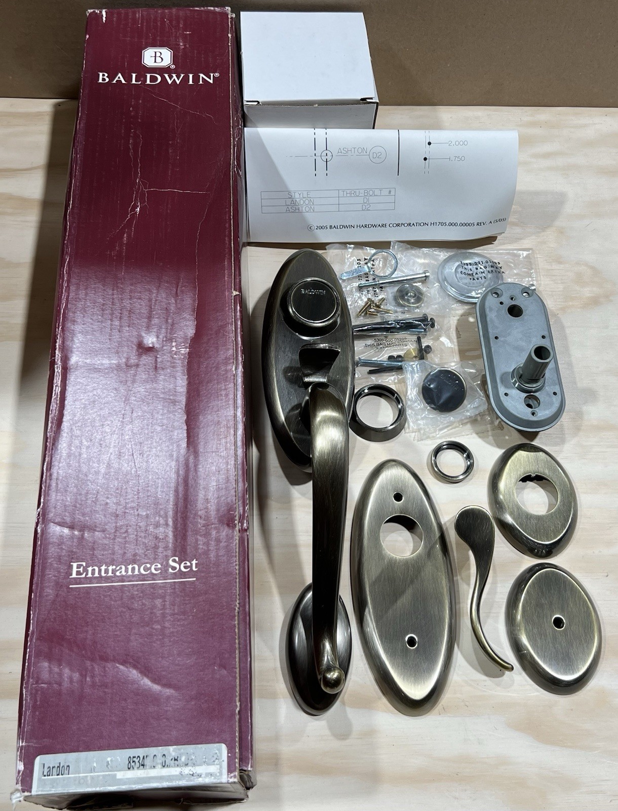 Baldwin 85345-050-2RFD Full Dummy Kit Landon Series Satin Brass-Black Finish NOS