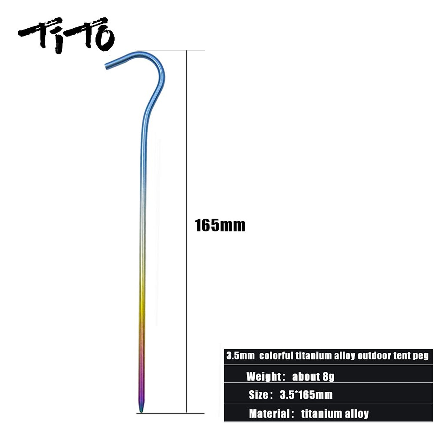 TiTo Titanium Shepherd Hook Tent Stakes Tent Pegs Tent Stakes Dia 3.5mm and L…