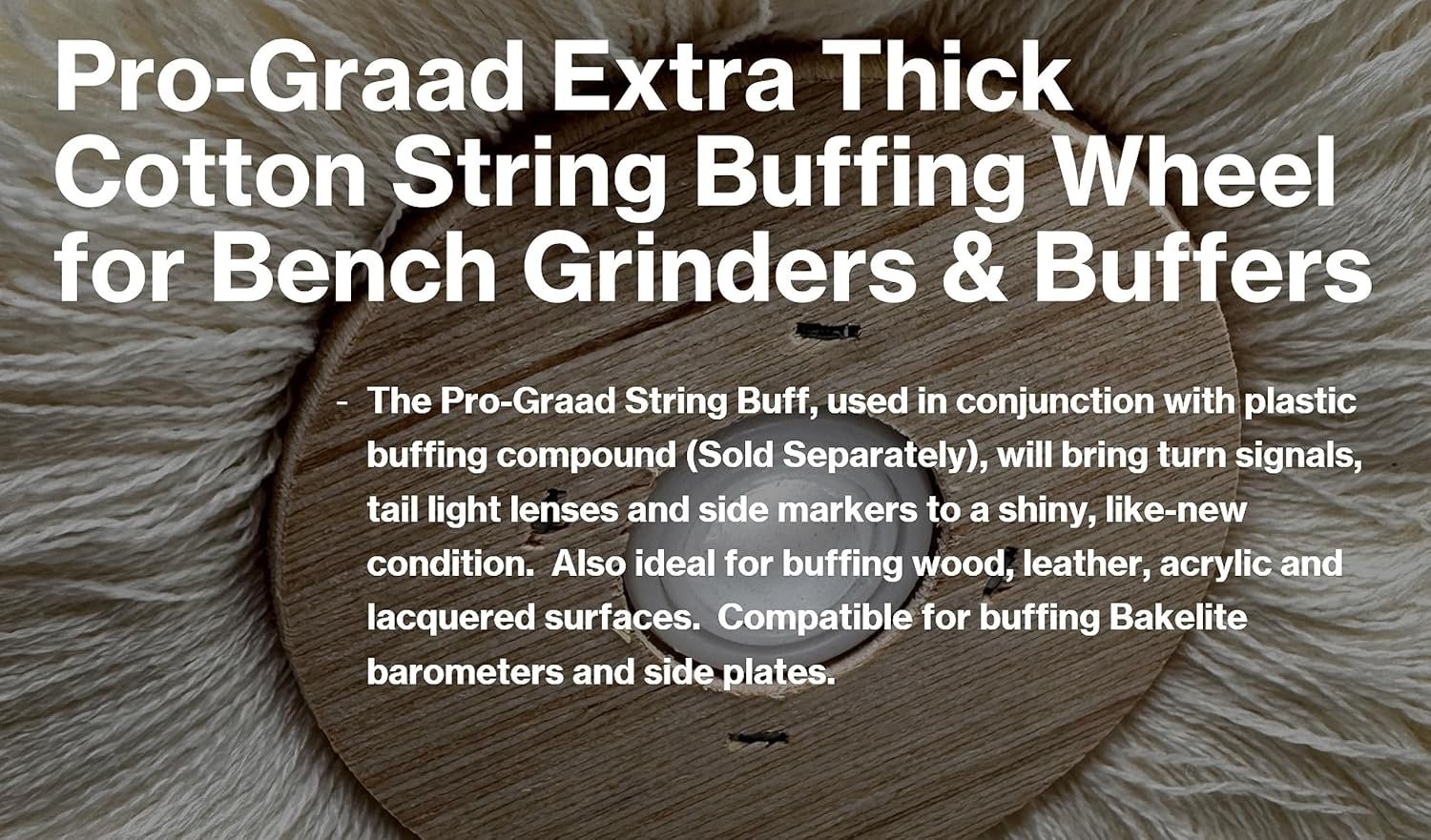 Pro-Graad 8 inch String Buffing Wheel, 1” Thick String Buff for Polishing…