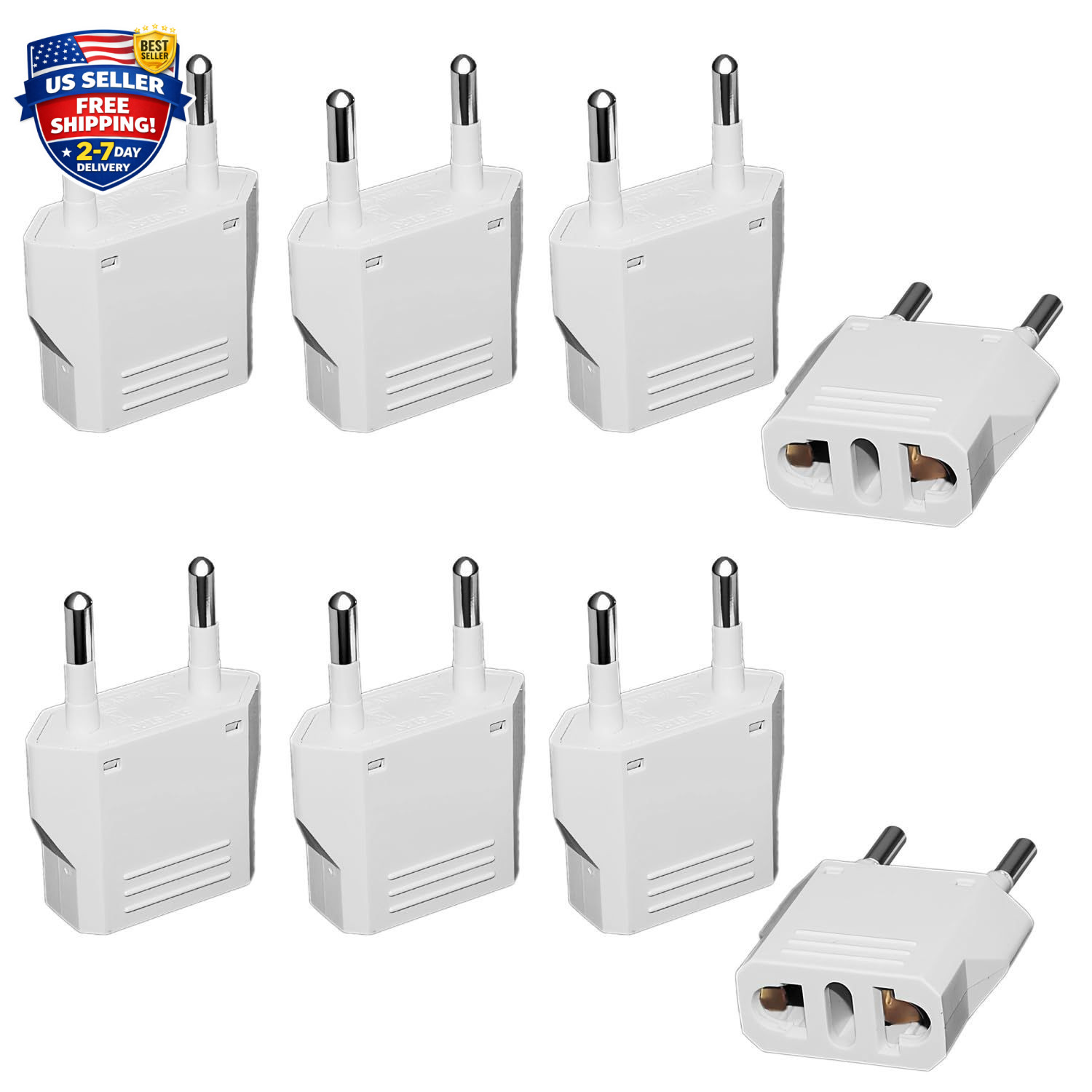 8 Pack European Travel Plug Adapter, US to Europe Plug Adapter, Type C Wall O…