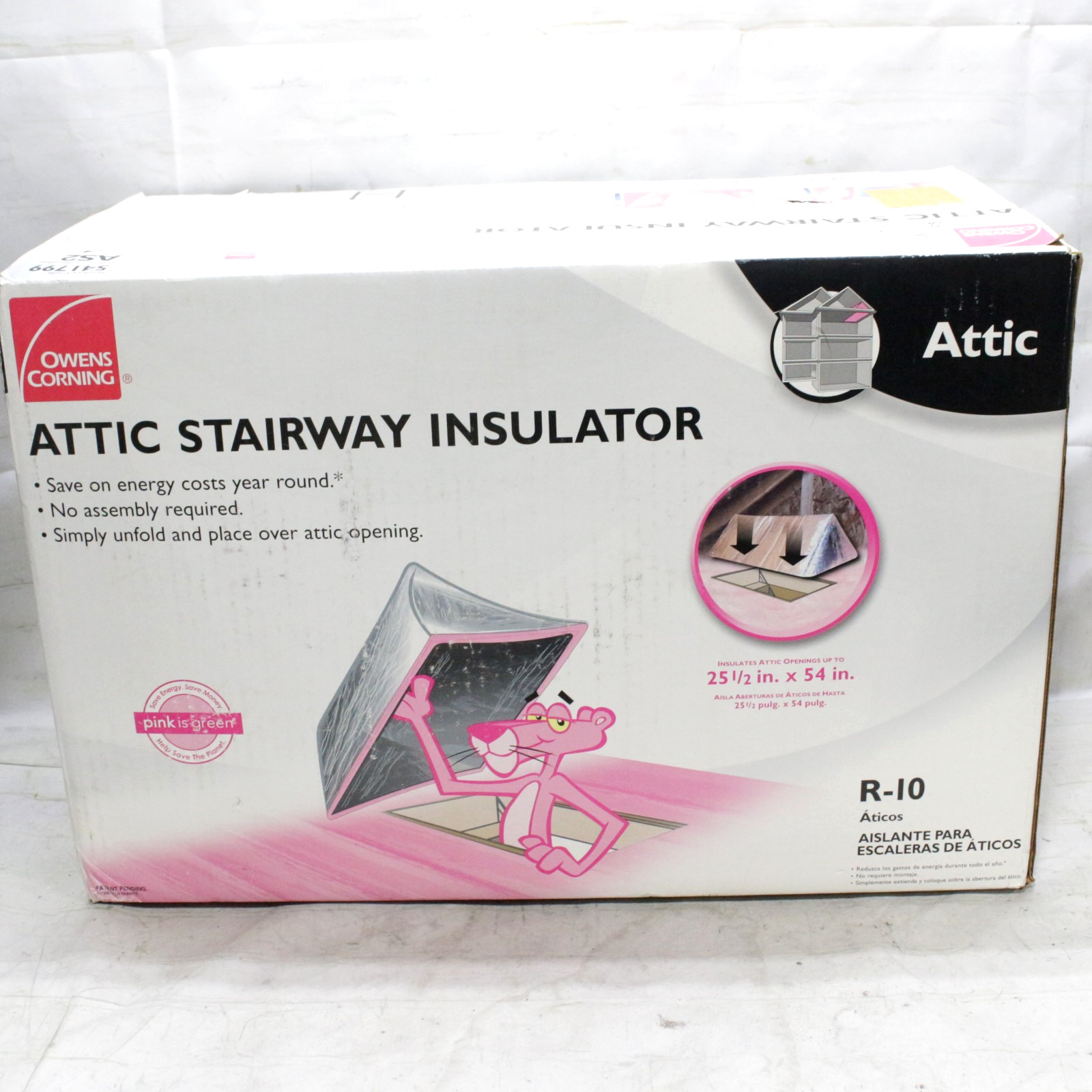 Owens Corning Attic Stairs Insulator R10 Fiberglass Insulation Kit 25 1/2 x 54″