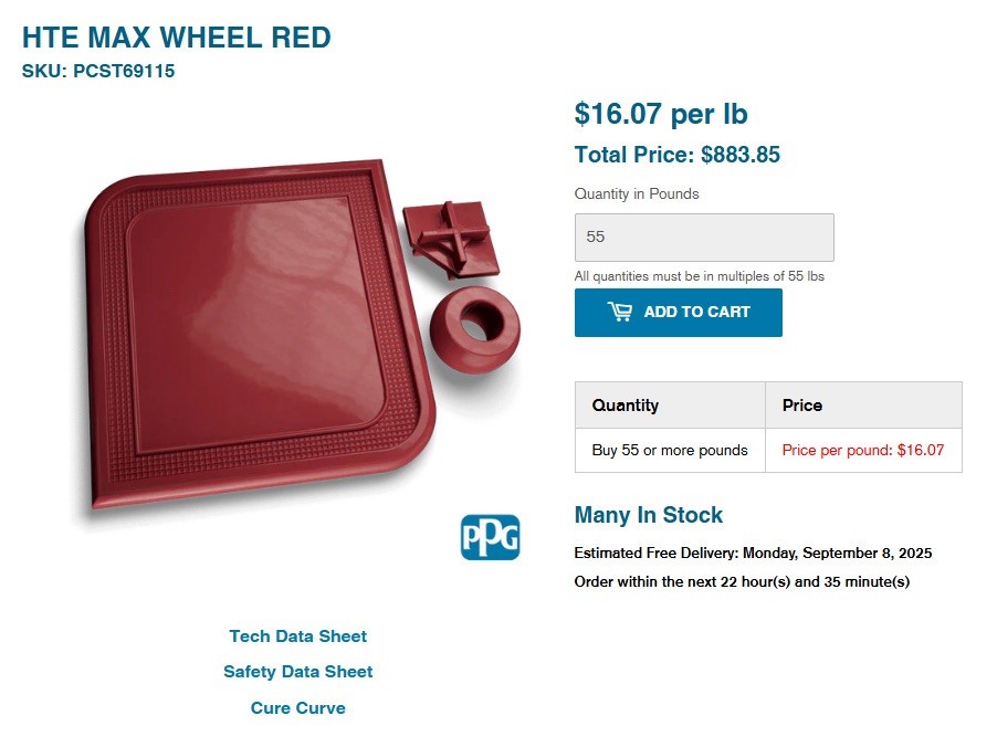 Red HTE Max Wheel powder coating – Ppg
