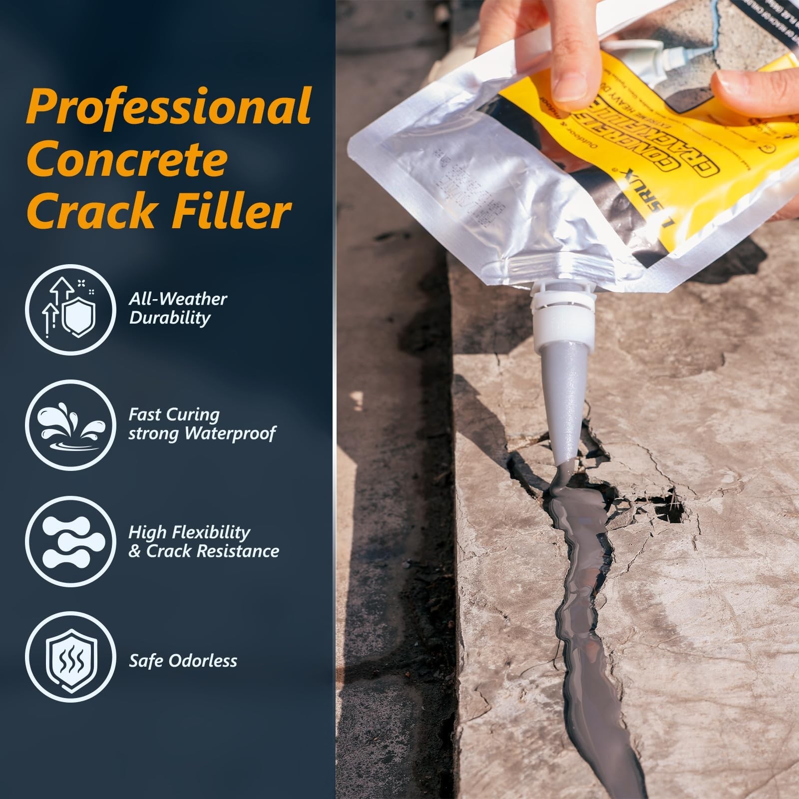 Concrete Crack Filler,5 LB High Elasticity Cement Crack Filler,Self-Leveling …