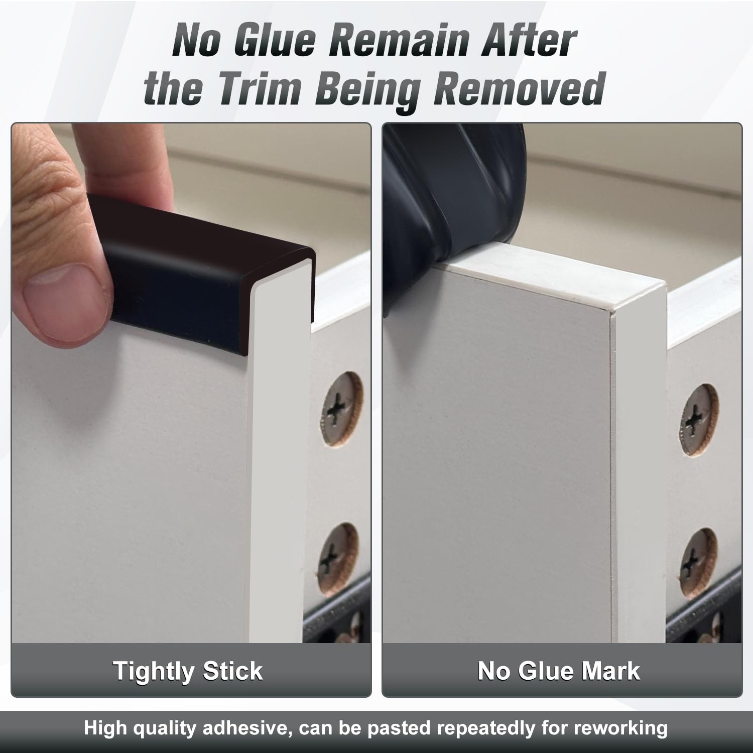 Rubber Edge Trim, Self Adhesive Size1/2″(Fit 7/16″~9/16″), L20′, Gloss Black