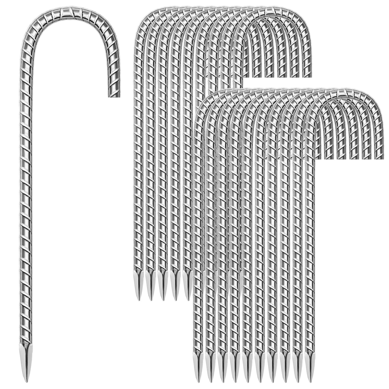 20 Pack Ground Garden Rebar Stakes Rebar 12 Inch Anti-Rust Galvanized Steel J…