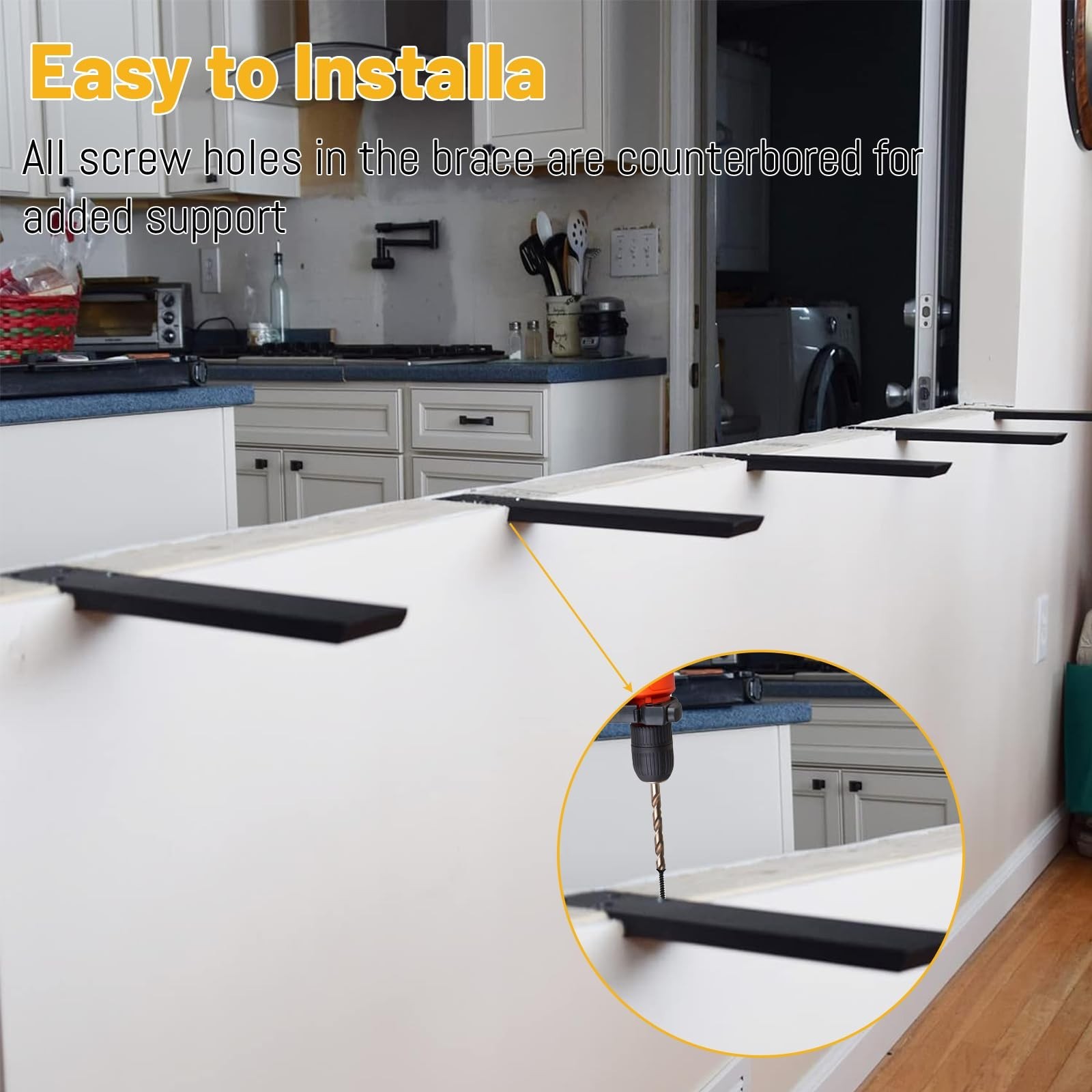 Hidden Granite Countertop Support Brackets 4 Pack 18″ L x 2.5″ W,3/8″ Thick H…