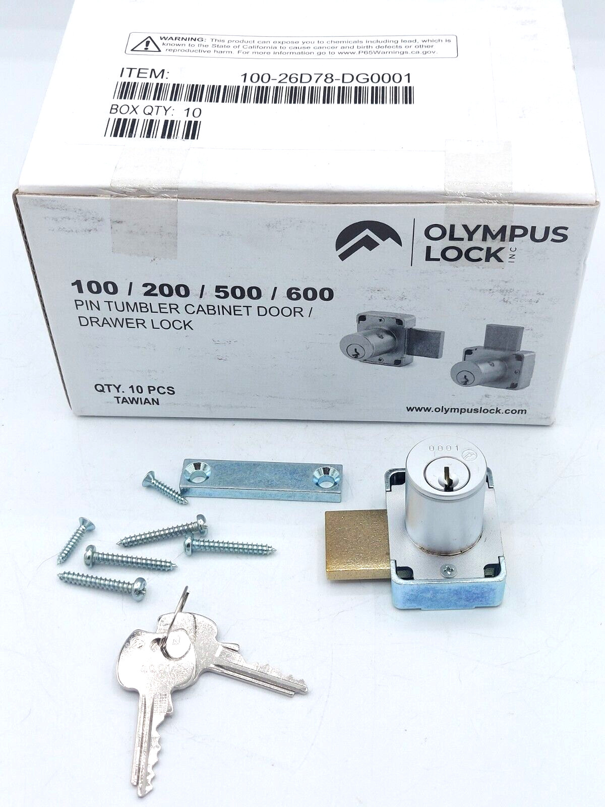 Olympus Lock 100-26D78 Cabinet Door Drawer Lock Pin Tumble Satin Chrome Same Key