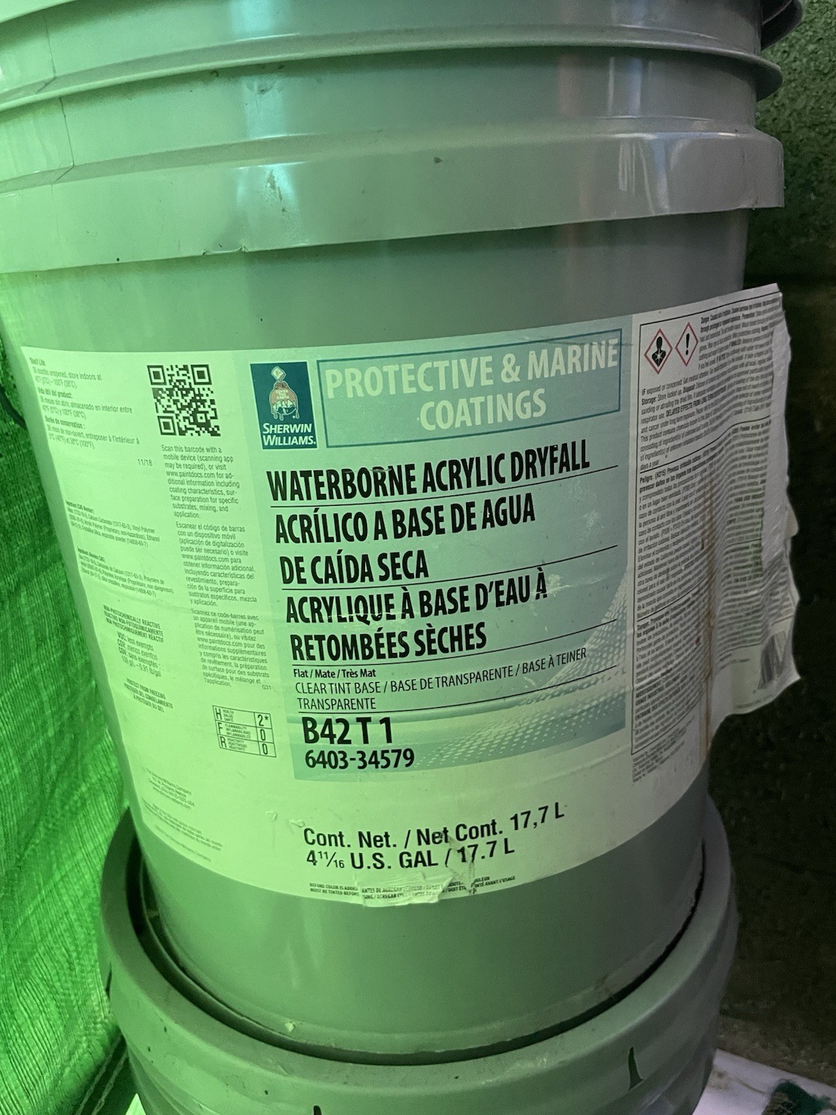 Sherwin Williams Waterborne Acrylic Dryfall Paint 4 11/16 Gallon Clear Tint Base